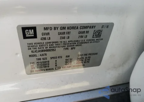 2017 Buick Encore Preferred z USA, uszkodzony, nr VIN KL4CJASB9HB002953